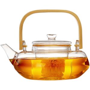 耐熱ガラスティーポット 700mlガラス製ポット 竹製持ち手