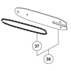 HiKOKI ハイコーキ 36V チェンソー CS3625DC 用 チェンガイドバー セット（３７含...