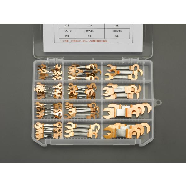 ESCO 5A-200A 銅つめ付 ヒューズ セット EA758ZP 可溶片鉛合金 低圧電路 の 過...