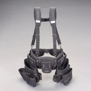 ESCO エスコ [24ポケット] ダブル ツールポーチ (サスペンダー付) EA925MH-86 腰袋 釘袋 電工 電設 電気 ホルスター 工具差 大工