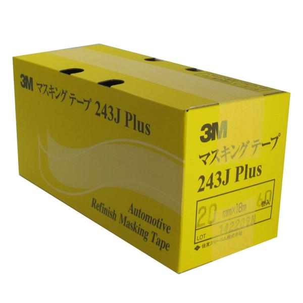 3M マスキングテープ 243J Plus 20mm×18M【箱売り】60巻 (6巻×10パック) ...
