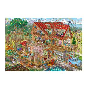 テンヨー 1000ピース ジグソーパズル ディズニー にぎやかなログハウス（ミッキー&フレンズ） (51x73.5cm)｜iinos