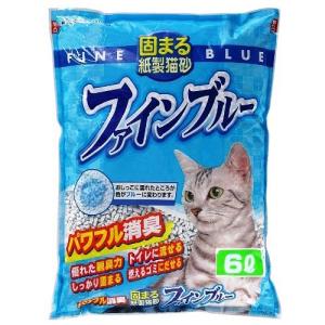 常陸化工 固まる紙製猫砂 ファインブルー スモール (ケース販売) 6L×7袋｜iinos