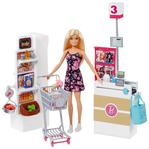 バービー(Barbie) バービーとおしごと スーパーマーケットのおかいものセット きせかえ人形・ハ...