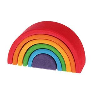 グリムGRIMM'S 玩具 おもちゃ 知育玩具 積み木 インテリア 見立て遊び 虹 レインボー 高さ5.5×幅10.5×奥行4cm 虹色トンネル｜iinos