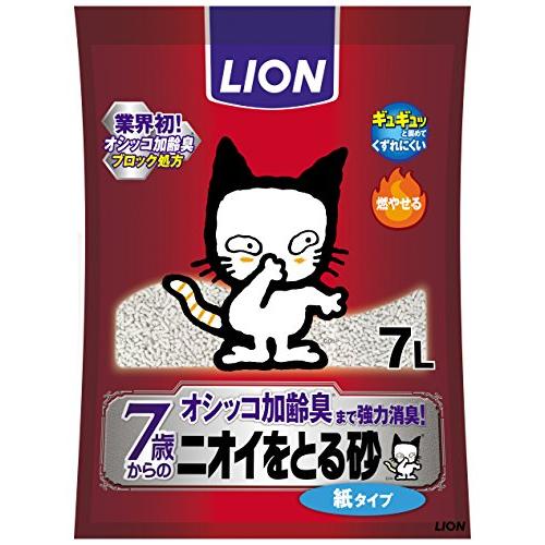 ライオン (LION) ニオイをとる砂 猫砂 紙タイプ 7歳以上猫用 7L×7袋 (ケース販売)
