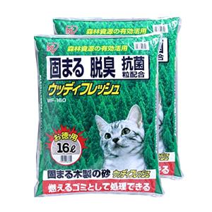 アイリスオーヤマ 猫砂 ウッディフレッシュ 16L×2袋 (まとめ買い)｜iinos