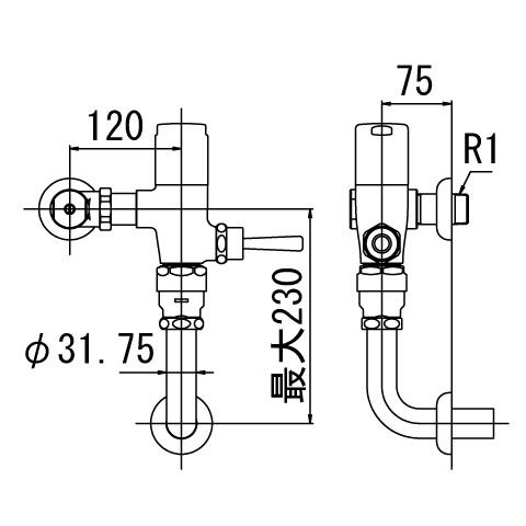 INAX/LIXIL フラッシュバルブ 洗浄水量6-8Ｌ便器用【CF-T610K】一般用(節水形)〔...