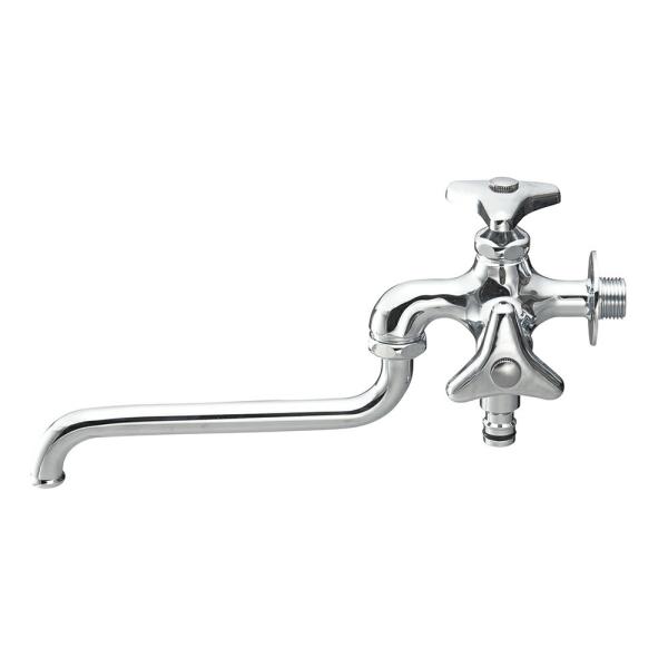 ∠三栄水栓/SANEI 水栓金具【E106V-13】散水用二口自在水栓(固定コマ仕様)〔GA〕