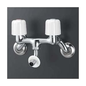 KVK 水栓金具【KM33N3BN】2ハンドル混合栓 洗濯機用混合栓 ツバ付ワンタッチノズル付〔HB...