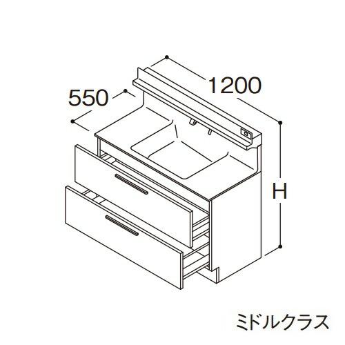 ●TOTO 【LDSFB120BCBDN1】洗面化粧台 ミドルクラス オクターブ 2段引き出し 右側...
