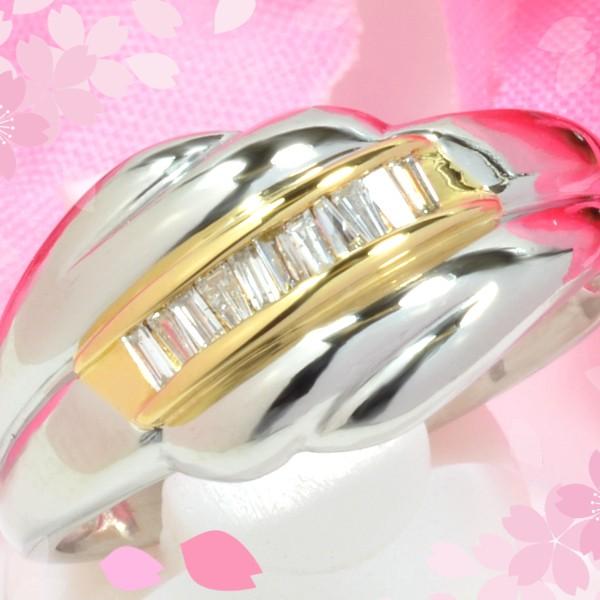 【新品１点限り】Pt900/K18ダイヤリング テーパーダイヤ 普段使い◎ コーディネートに合せやす...