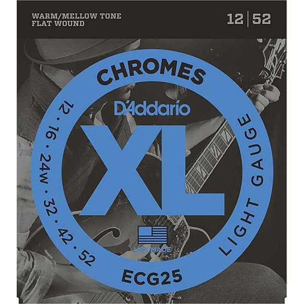 D’Addario XL Chromes Flat Wound ECG25 (Light/12-52...
