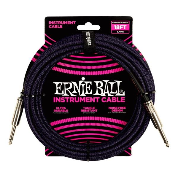 ERNIE BALL Braided Instrument Cable 18ft S/S (Purp...