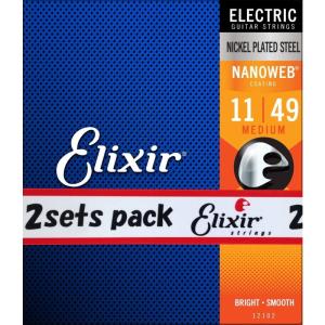 ELIXIR Electric Nickel Plated Steel with NANOWEB Coating 2SET PACK #12102 (Medium/11-49)