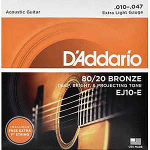 D’Addario 80/20 Bronze Round Wound Acoustic Guitar Strings EJ10-E