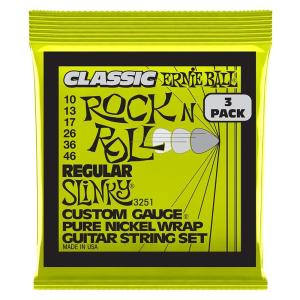 ERNIE BALL Regular Slinky Classic Rock n Roll Pure Nickel Wrap Electric Guitar Strings 3 Pack #3251