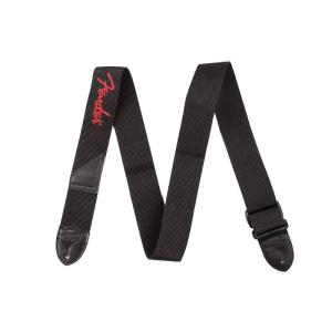 Fender USA Fender Black Polyester Logo Straps (Black/Red) [0990662015]｜ikebe