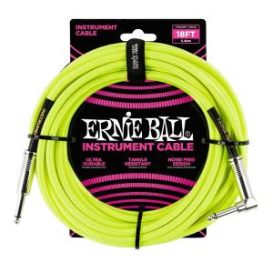 ERNIE BALL Braided Instrument Cable 18ft S/L (Neon Yellow) [#6085]｜ikebe