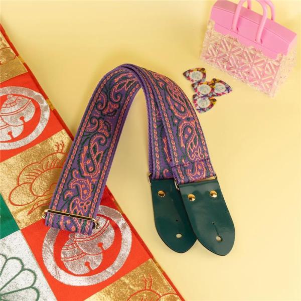 tsundrum_chan ペイズリーギターストラップ　パープル