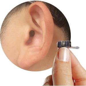 AMP( アンプ )デジタル補聴器【左耳用】目立たない 小型 既製耳穴型 最小　補聴器 軽度〜中等度難聴【電池1パック付(6個入)】