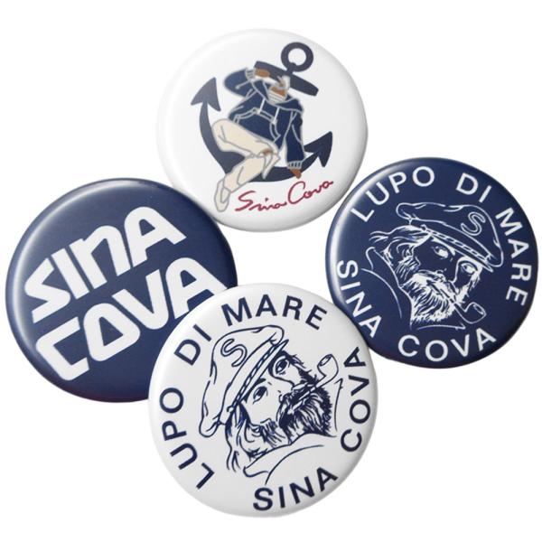 シナコバ オリジナル缶バッジ (ホワイト)(ネイビー)(ロゴ)(イカリ)　※ギフト包装対象外商品