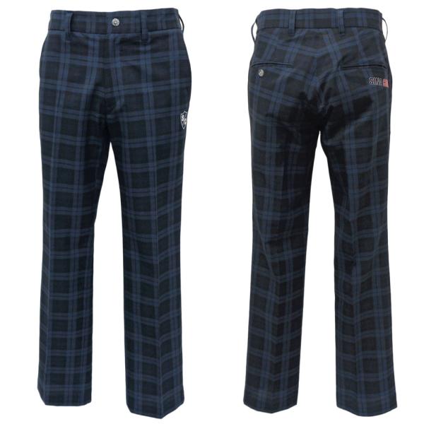 30％OFF 春夏 シナコバ 軽量 チェック柄 ストレッチパンツ (紺系) (W80)(W84)(W...