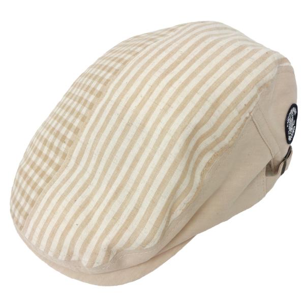 30％OFF 春夏 シナコバ 綿×麻 切り替え ハンチングキャップ (ベージュ) GD*012417...