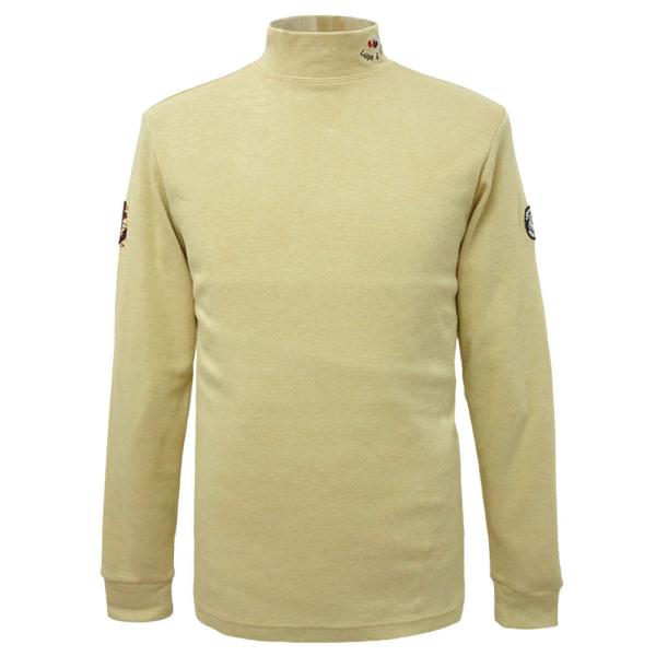 2025秋冬新作 シナコバ 微起毛 暖かハイネックＴシャツ (バンブーイエロー) (M)(L)(LL...