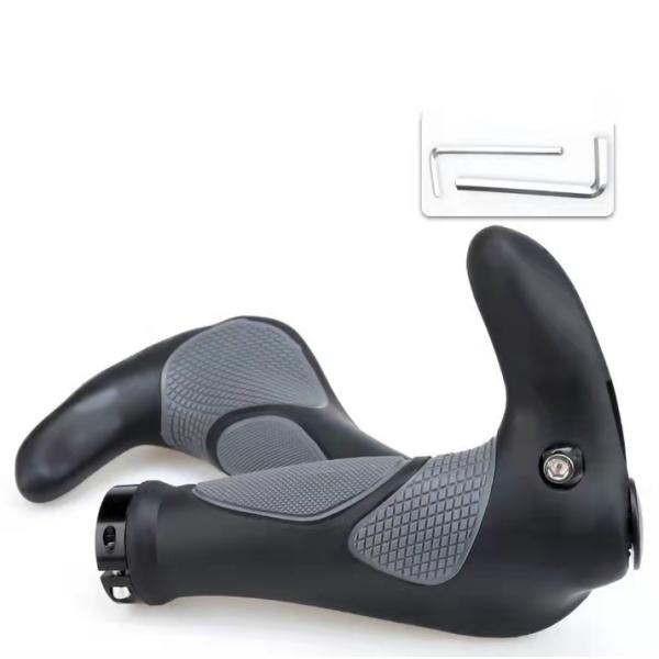 自転車グリップ ハンドルグリップ 牛角ハンドルグリップ 握りやすい ラバー 滑り止め 左右セット 内...