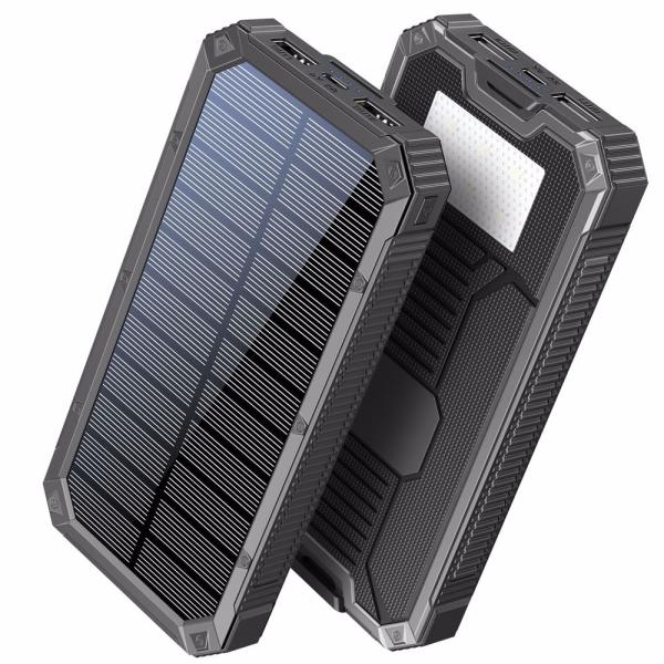 モバイルバッテリー ソーラーパネル付き 10000mAh｜太陽光充電・LEDライト HIDISC/H...