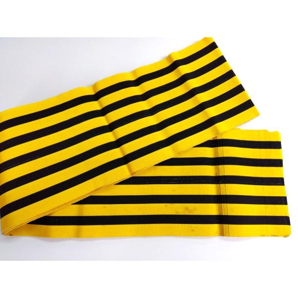中古 リサイクル アンティーク 正絹博多織り 単衣帯 黄色と黒の縞 951
