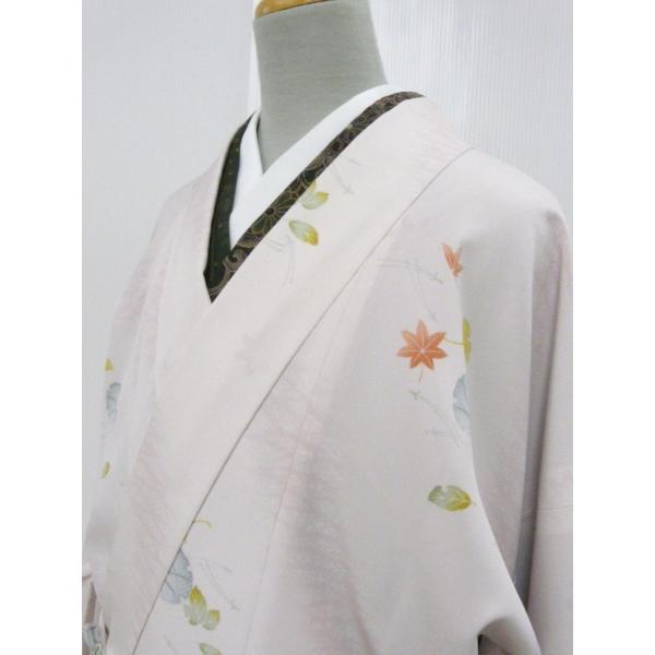 東レシルック 和装コート 袷仕立て 洗える きもの 薄ピンク もみじ 雪輪 031