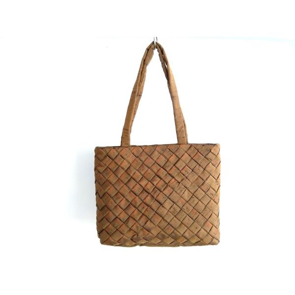 シルク100％ 正絹草木染紬使用 格子編み トートバッグ 手提げ 金茶 ブラウン茶色 003【ギフト...