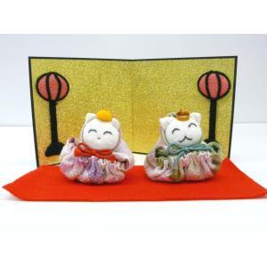 ねこ お雛様 コンパクト 日本製 福招き雛 白磁 陶器 国産