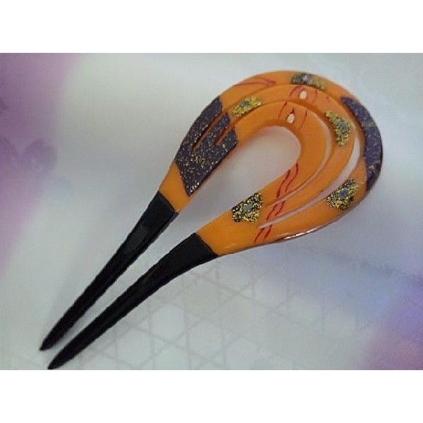 和装 髪飾り かんざし 二本差し 朱紫に花 礼装用にも 077 fsk