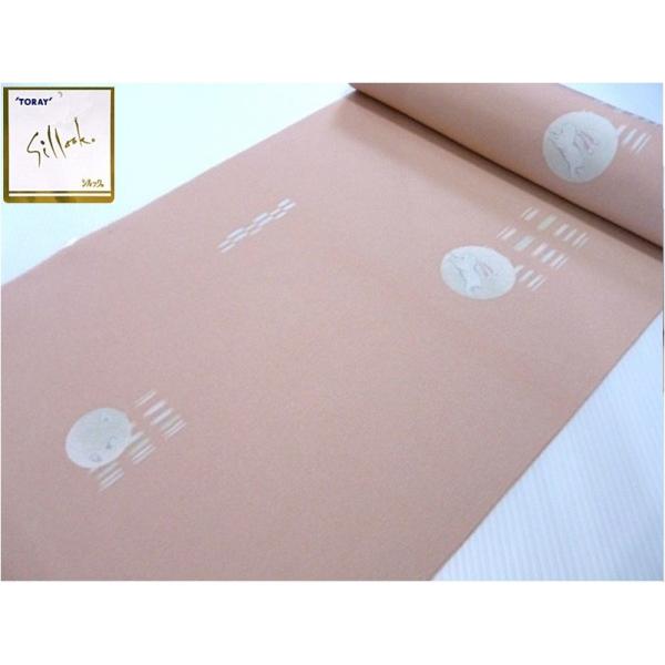 洗える着物 小紋 反物 東レシルック ピンク うさぎ 275