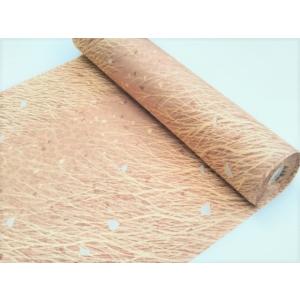 東レシルック きもの 洗える着物 小紋 反物 くるみ色 飴色 小枝と桜吹雪 地紋あり 293 ggp