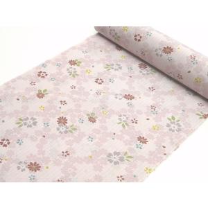 洗える着物 夏 絽 小花柄 ピンク 反物 東レシルック 196