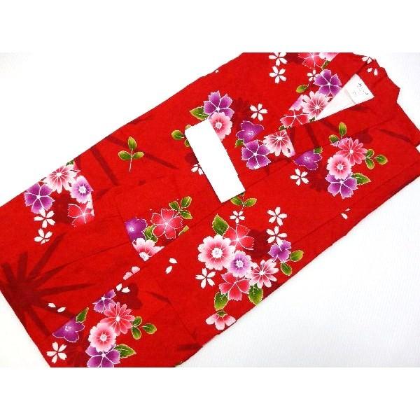 女の子 浴衣 子供浴衣 110cm 赤 花柄 80 ggp