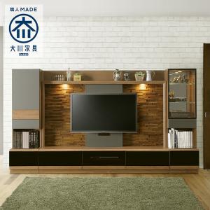 テレビボード ハイタイプ 3点セット 200cm 40cm 日本製 国産 壁面収納 壁掛け TV台 キャビネット ガラスケース キュリオ 木製 北欧風 組み立て設置代無料