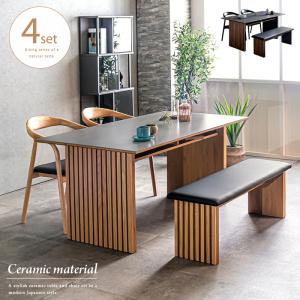 松田家具 食卓3点 白王 1800テーブル+1600ベンチ+1600背付きベンチ