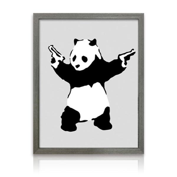 アートパネル Banksy バンクシー Panda with Guns パンダ 銃 ピストル 玄関 ...