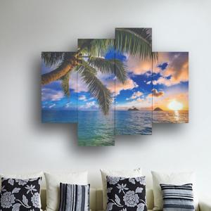 フォトパネル Surfboard on the beach at sunset 4枚セット 分割 海