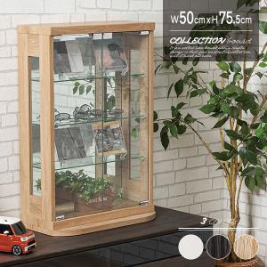 コレクションケース 卓上 幅50cm LEDライト 背面ミラー ガラス 収納