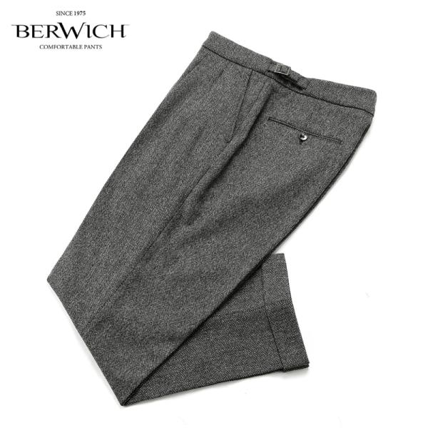 ベルウィッチ BERWICH／ 26-27AW 英MOONラムウールツイードヘリンボーンサイドアジャ...