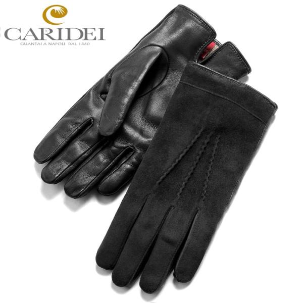 カリデイ CARIDEI ／ 当店別注カシミヤライニングラムスエード×ラムナッパレザーコンビグローブ...