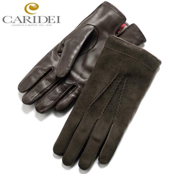 カリデイ CARIDEI ／ 当店別注カシミヤライニングラムスエード×ラムナッパレザーコンビグローブ...