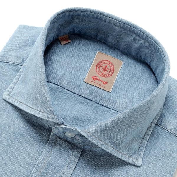 ジャンジ GIANGI ／ 24SS 製品洗いコットンダンガリーホリゾンタルワイドカラーシャツ「RO...