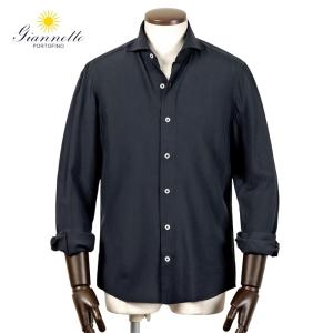 【SALE】ジャンネット Giannetto ／国内正規品／ 26SS 製品洗いウォッシャブルレーヨンポプリンホリゾンタルカラーシャツ「84（VINCI FIT）」（ダークネイビー）